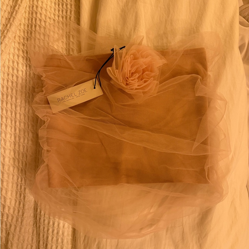 Rachel Zoe Blush Tulle tube top with Floral Detail